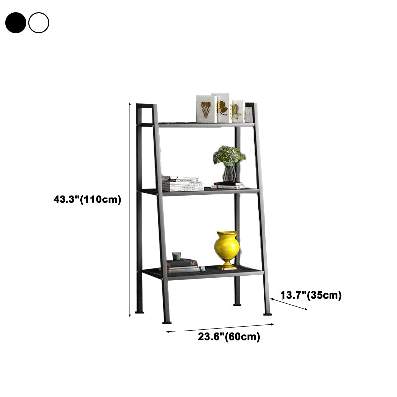 Contemporary Style Ladder Bookshelf Metal Open Back Bookcase for Office