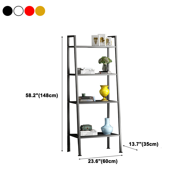 Contemporary Style Ladder Bookshelf Metal Open Back Bookcase for Office