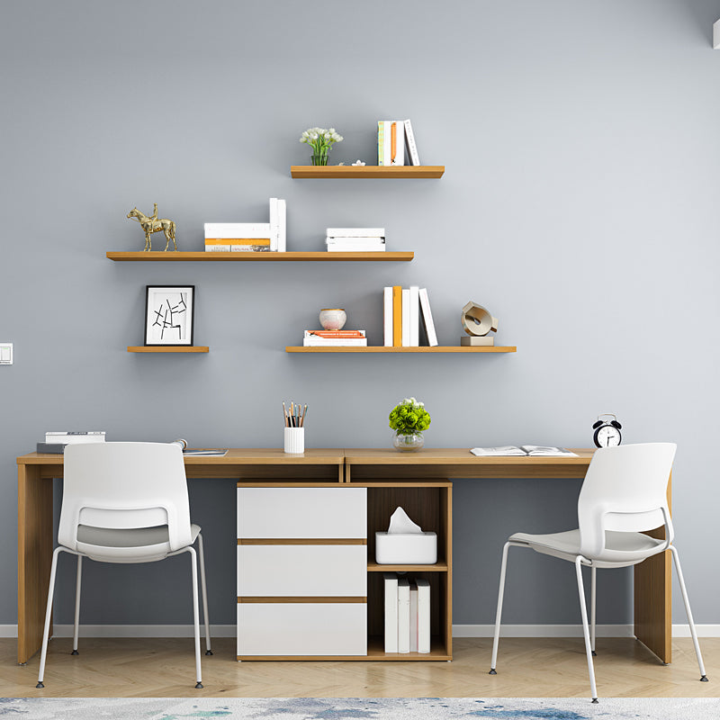 Contemporary Wood Bookshelf Closed Back Wall Mounted Bookcase for Office