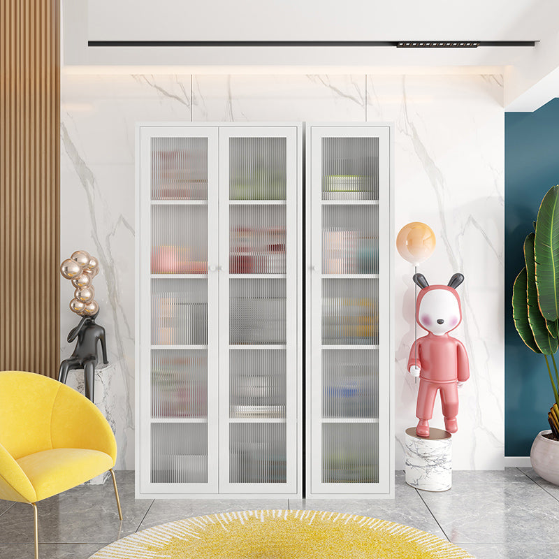 Modern Style Standard Bookshelf Metal Closed Back Bookcase with Door for Home Office