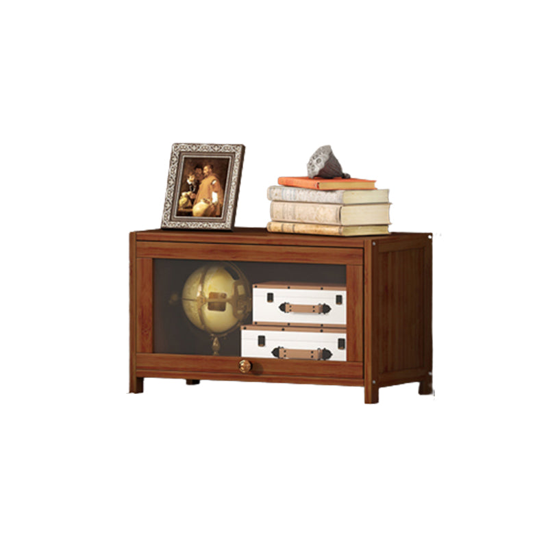 Contemporary Brown Bamboo Bookshelf Closed Back Bookcase with Door for Home Office