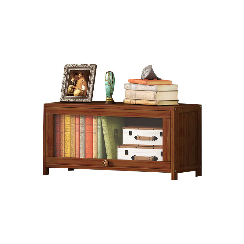 Contemporary Brown Bamboo Bookshelf Closed Back Bookcase with Door for Home Office