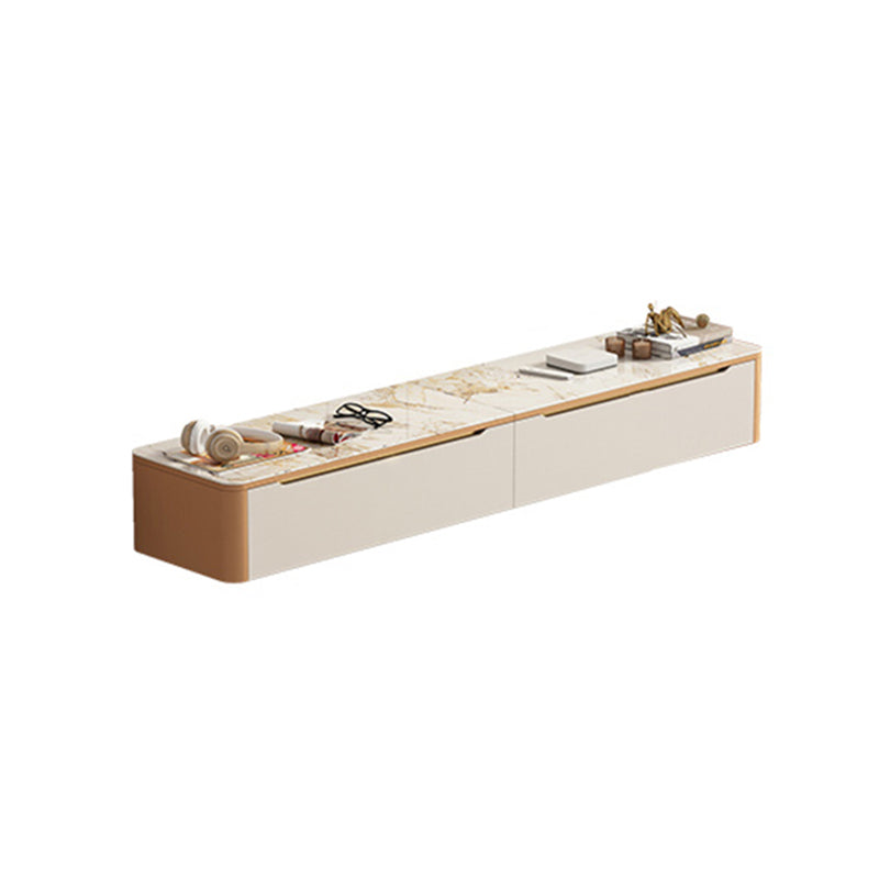 Glam Style Stone TV Stand Enclosed Storage Cable Management TV Console