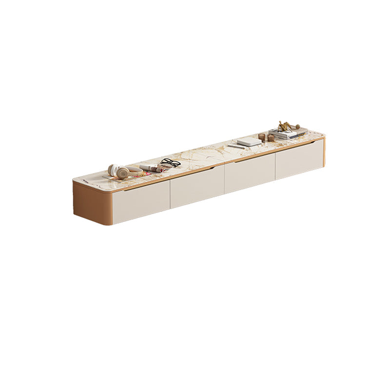Glam Style Stone TV Stand Enclosed Storage Cable Management TV Console