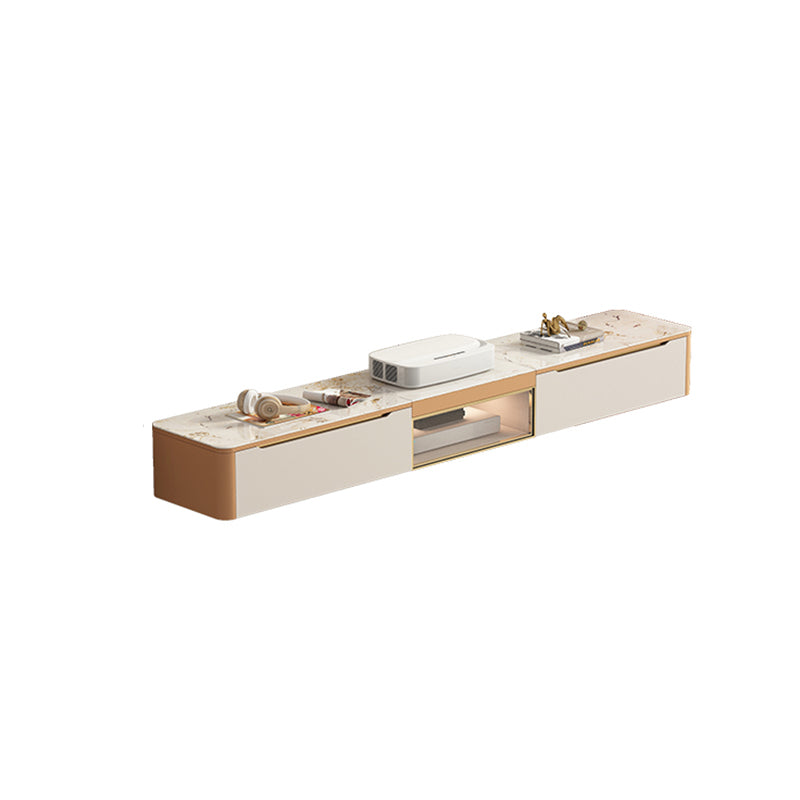 Glam Style Stone TV Stand Enclosed Storage Cable Management TV Console