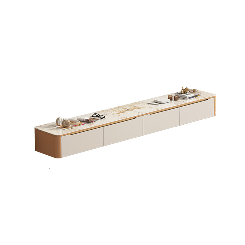 Glam Style Stone TV Stand Enclosed Storage Cable Management TV Console