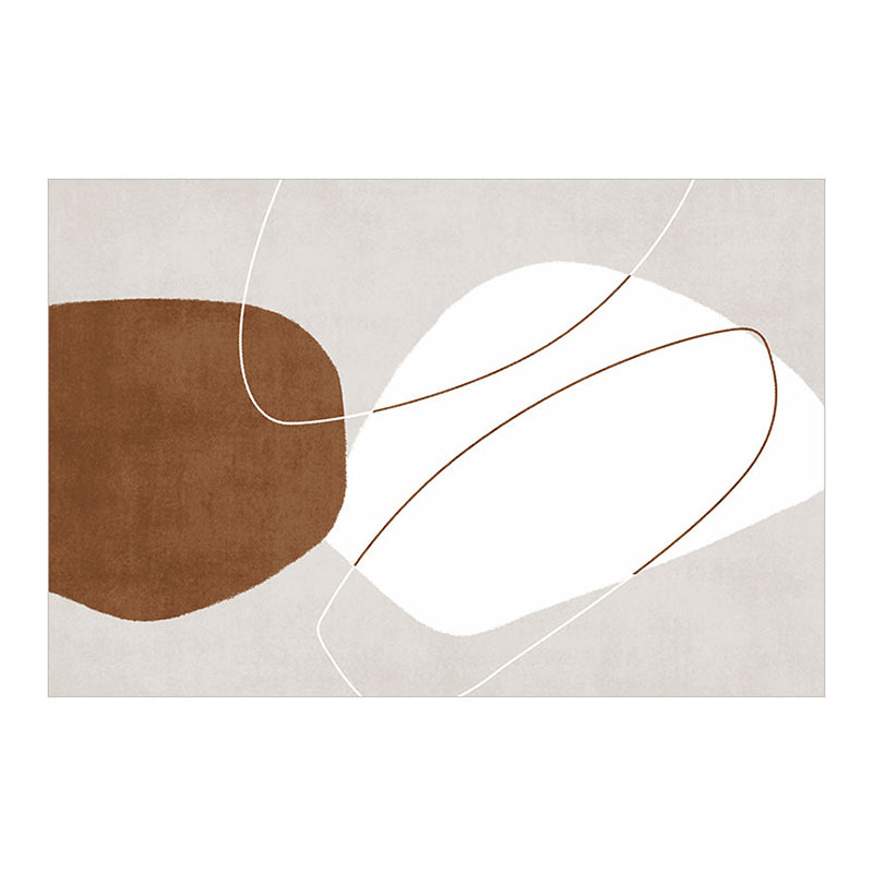 Dark Brown Modern Rug Polyester Irregular Color Piece Rug Washable Rug Sitting Room