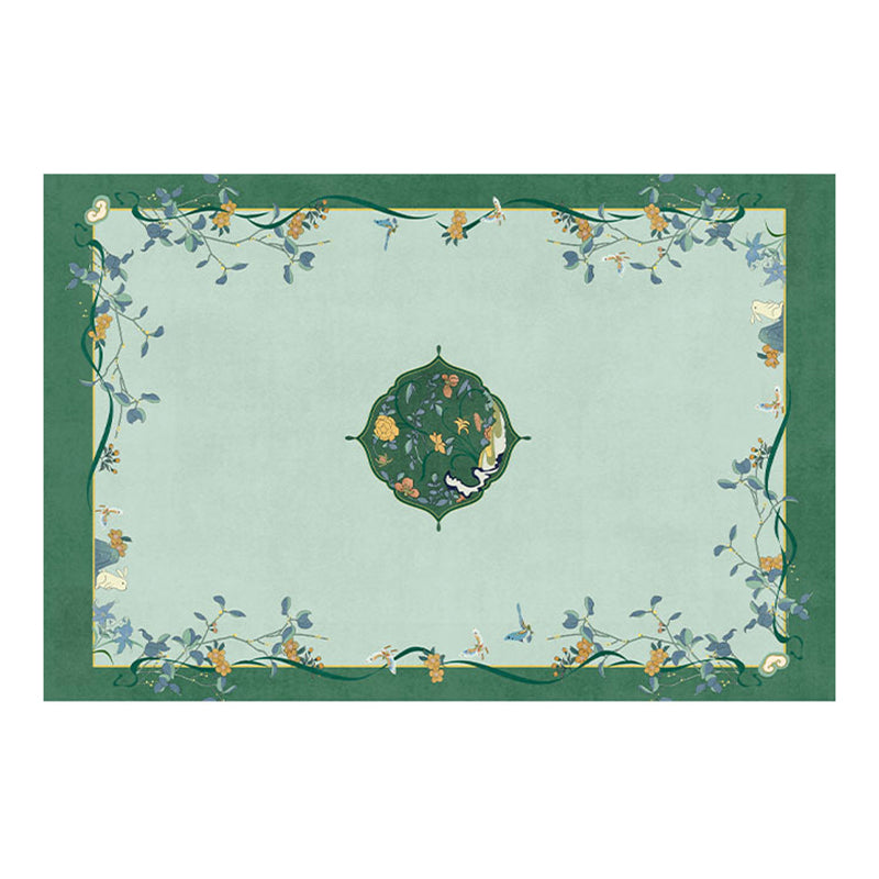 Apricot Modern Carpet Polyester Flower Area Carpet Stain Resistant Carpet for Living Room