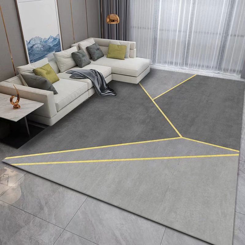 Dark Gray Modern Rug Polyester Geometric Area Rug Washable Rug for Sitting Room