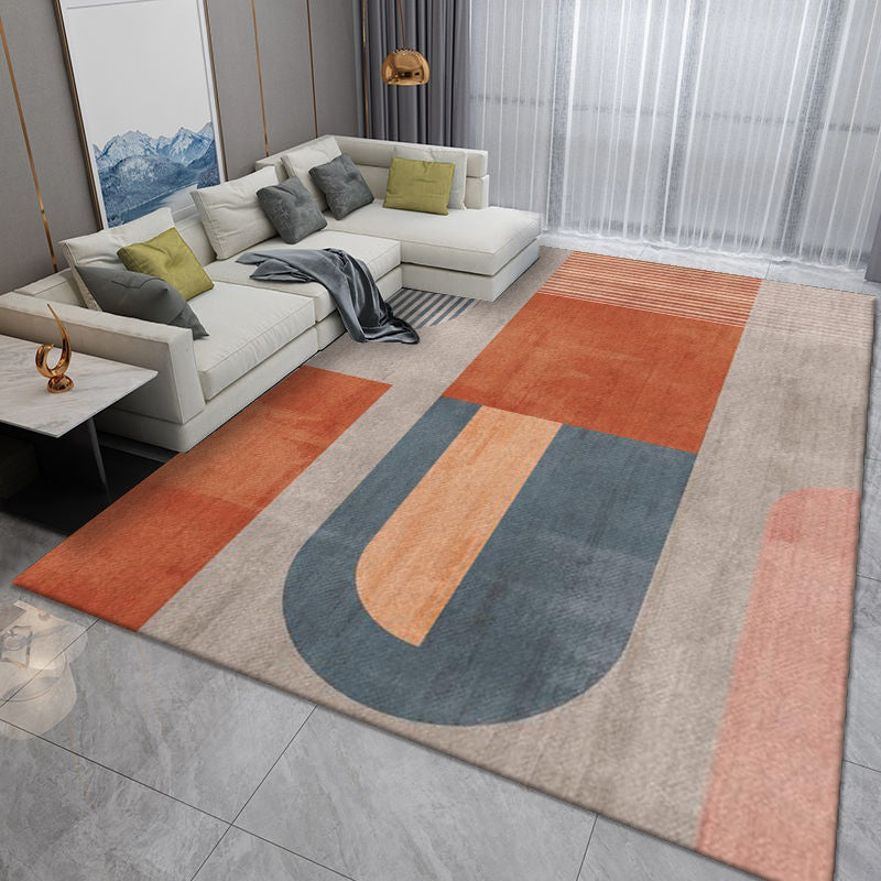 Grey Striped Rug Polyester Gorgeous Rug Washable Rug for Home Decor