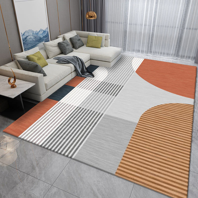 Grey Striped Rug Polyester Gorgeous Rug Washable Rug for Home Decor