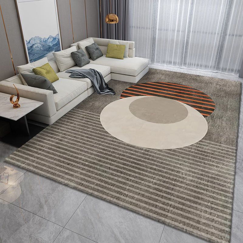 Grey Striped Rug Polyester Gorgeous Rug Washable Rug for Home Decor