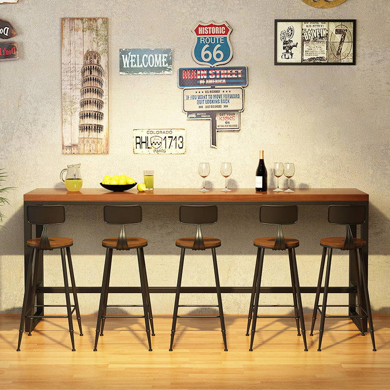 Rectangle Wood Bar Dining Table Contemporary Bar Table with Trestle Base in Black