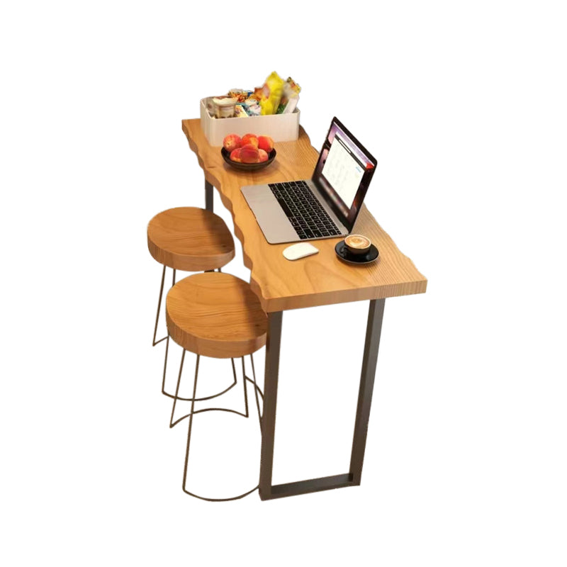 Rectangle Bar Dining Table Contemporary Wood Bar Table with Black Sled Base