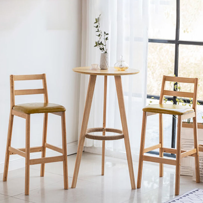 Cafe Simple Solid Wood Barstool Indoor Bar Stool with Backrest
