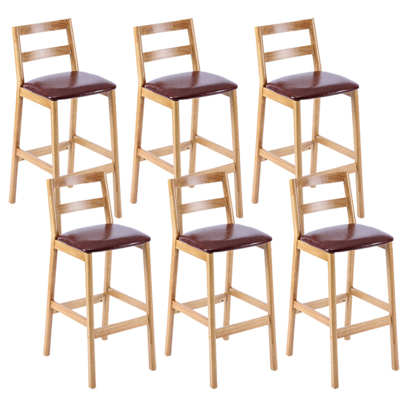 Cafe Simple Solid Wood Barstool Indoor Bar Stool with Backrest