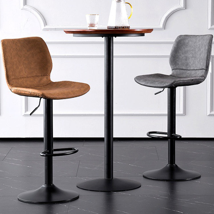Rotating Leather Seat Barstool Nordic Style Black Pedestal Bar Stool for Dining Room