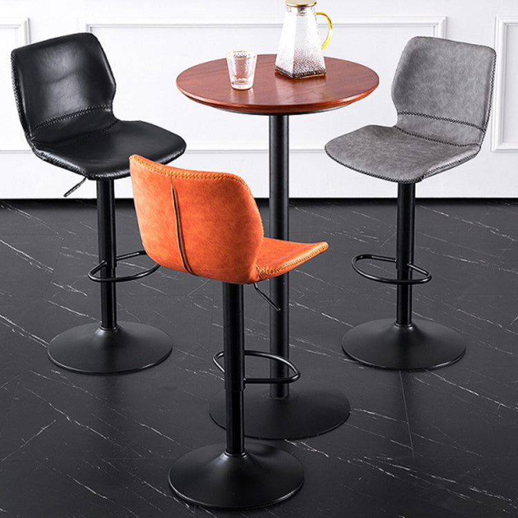 Rotating Leather Seat Barstool Nordic Style Black Pedestal Bar Stool for Dining Room