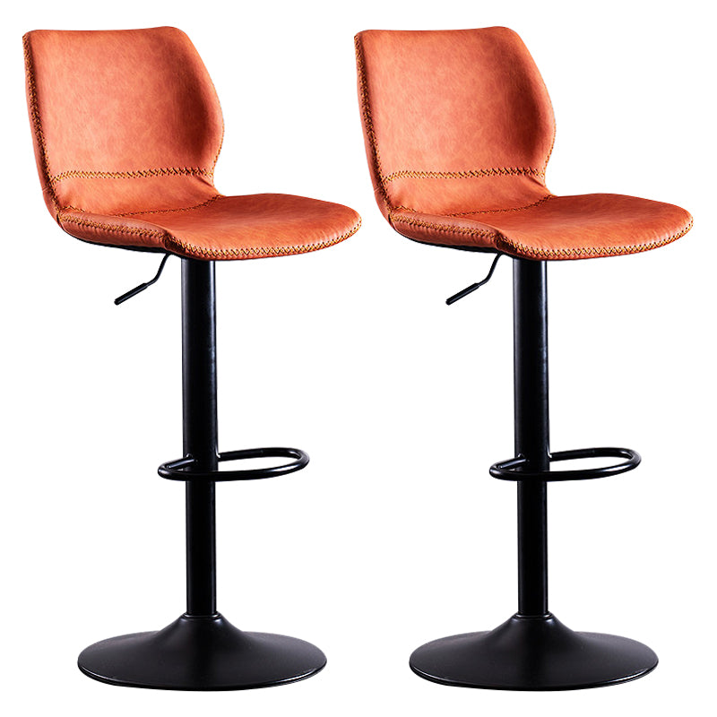 Rotating Leather Seat Barstool Nordic Style Black Pedestal Bar Stool for Dining Room