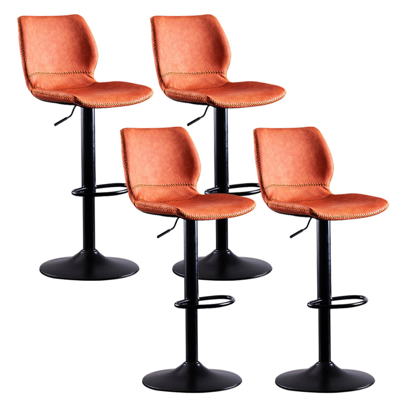 Rotating Leather Seat Barstool Nordic Style Black Pedestal Bar Stool for Dining Room
