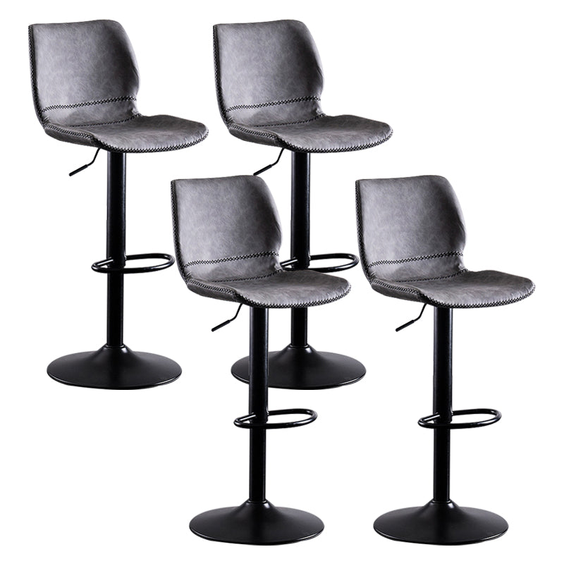 Rotating Leather Seat Barstool Nordic Style Black Pedestal Bar Stool for Dining Room