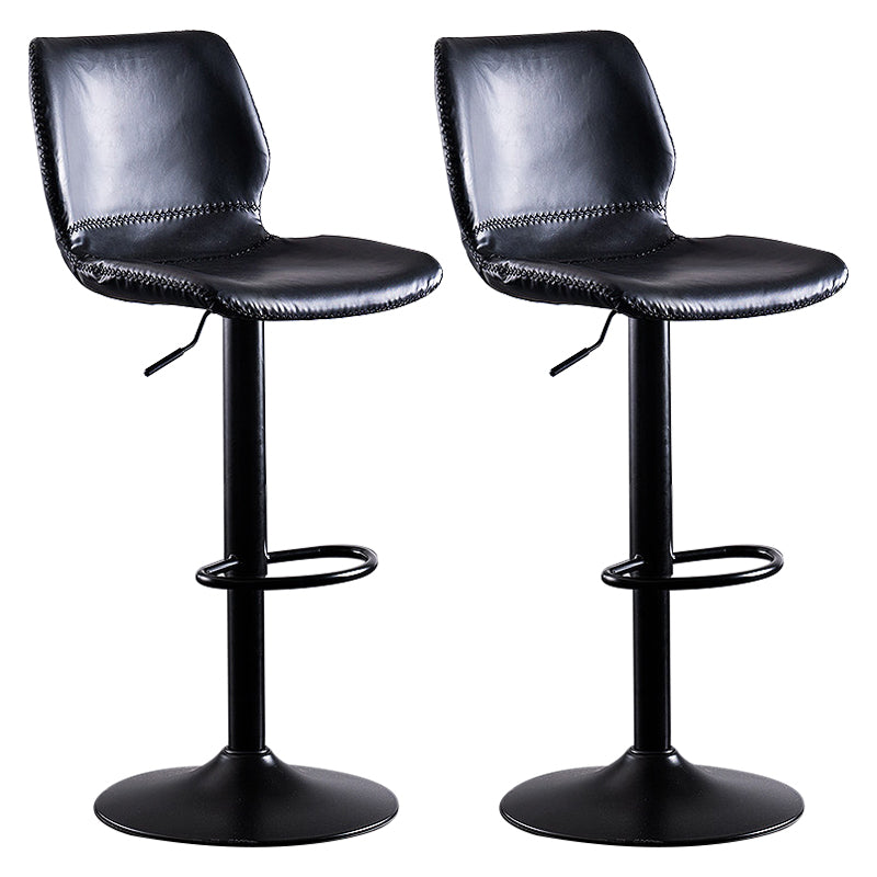 Rotating Leather Seat Barstool Nordic Style Black Pedestal Bar Stool for Dining Room