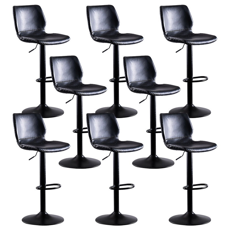 Rotating Leather Seat Barstool Nordic Style Black Pedestal Bar Stool for Dining Room