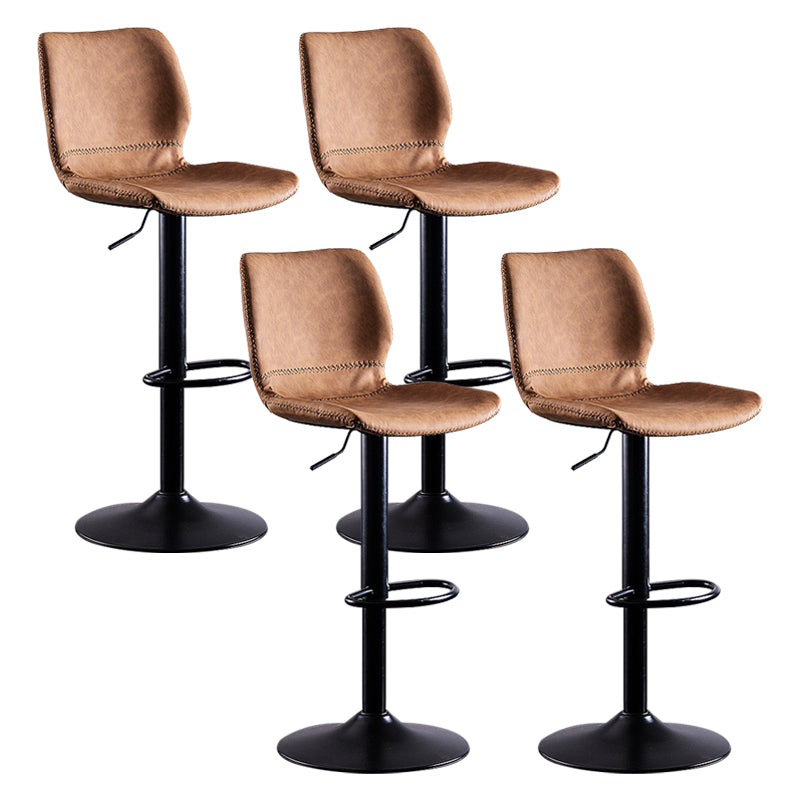 Rotating Leather Seat Barstool Nordic Style Black Pedestal Bar Stool for Dining Room