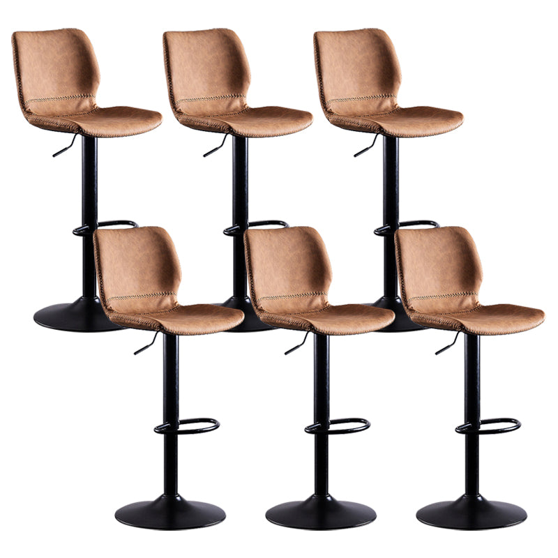 Rotating Leather Seat Barstool Nordic Style Black Pedestal Bar Stool for Dining Room