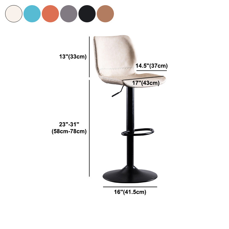 Rotating Leather Seat Barstool Nordic Style Black Pedestal Bar Stool for Dining Room