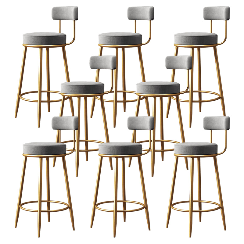 Glam Style Plush Upholstered Bar-stool Round Counter Bar Stool with Gold Legs