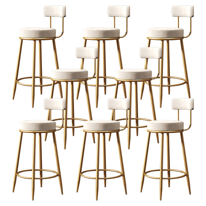 Glam Style Plush Upholstered Bar-stool Round Counter Bar Stool with Gold Legs