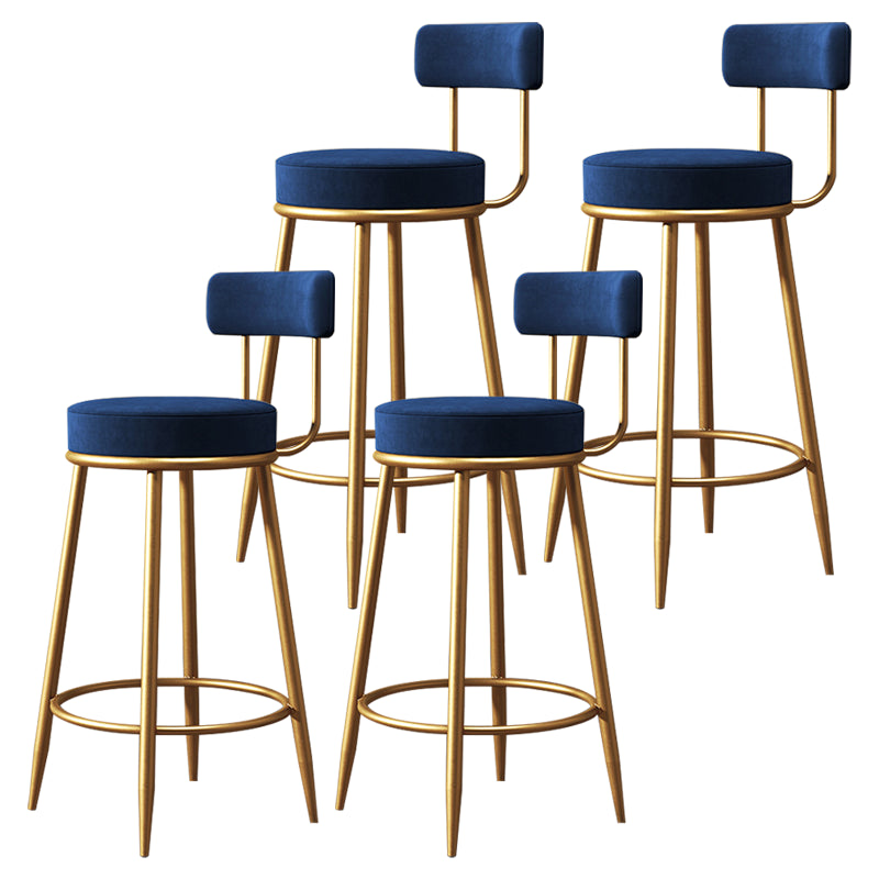 Glam Style Plush Upholstered Bar-stool Round Counter Bar Stool with Gold Legs
