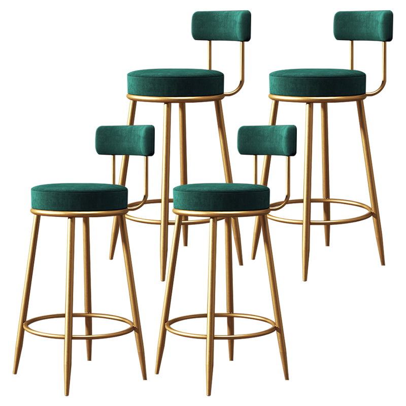 Glam Style Plush Upholstered Bar-stool Round Counter Bar Stool with Gold Legs