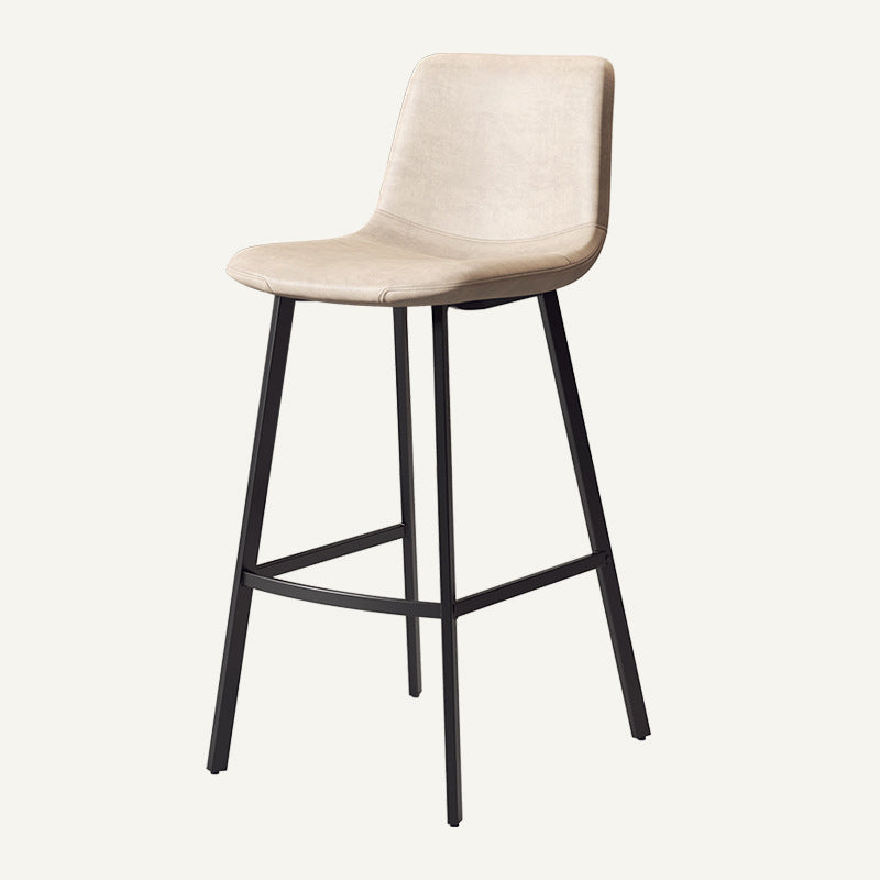 Contemporary Matte Finish PU Leather Barstool Milk Tea Shop Footrest Stool