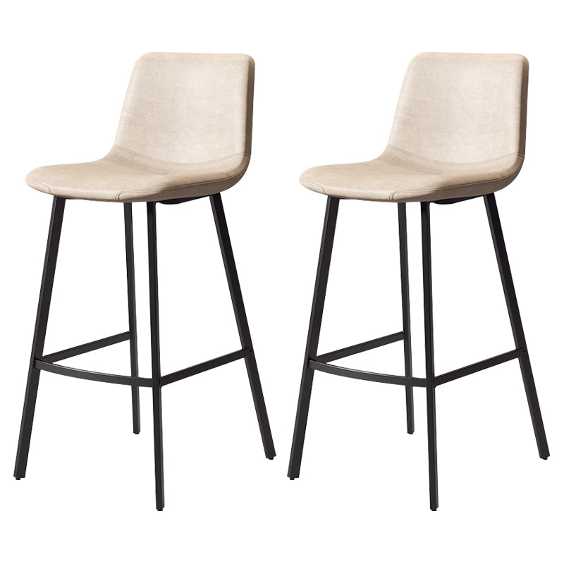 Contemporary Matte Finish PU Leather Barstool Milk Tea Shop Footrest Stool