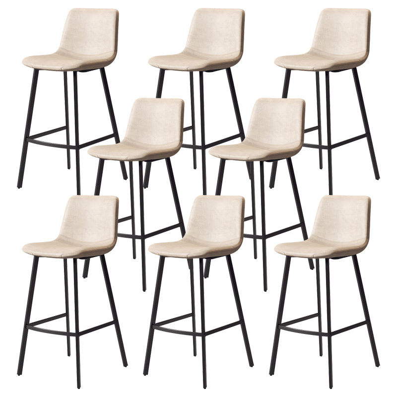 Contemporary Matte Finish PU Leather Barstool Milk Tea Shop Footrest Stool