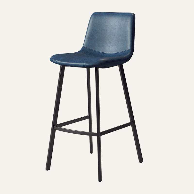 Contemporary Matte Finish PU Leather Barstool Milk Tea Shop Footrest Stool
