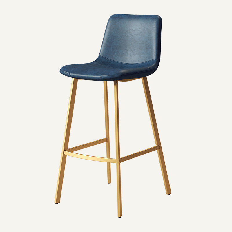 Contemporary Matte Finish PU Leather Barstool Milk Tea Shop Footrest Stool