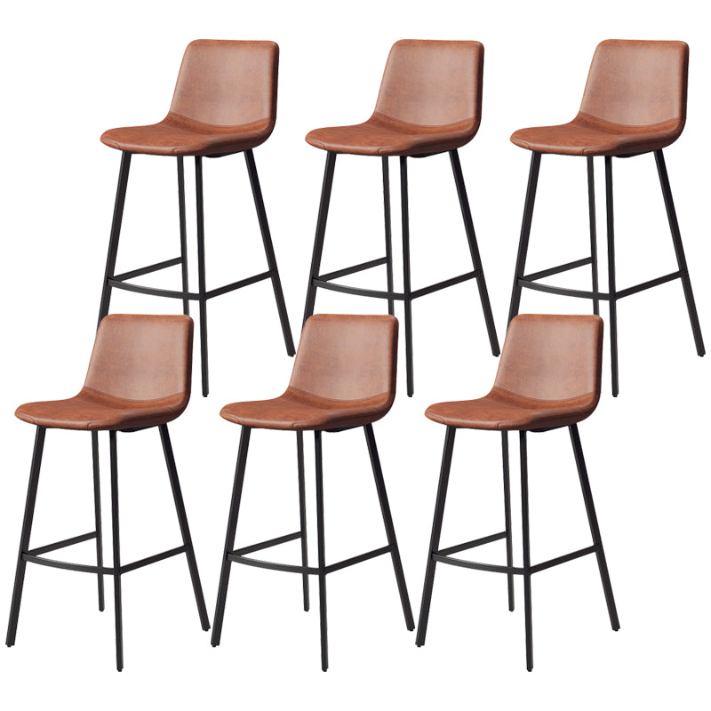 Contemporary Matte Finish PU Leather Barstool Milk Tea Shop Footrest Stool