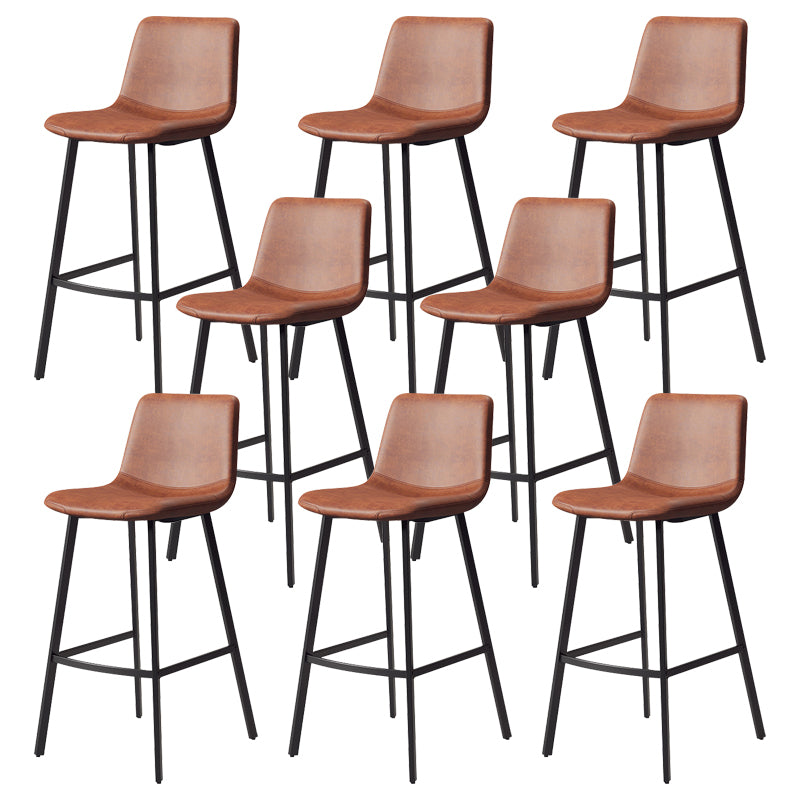 Contemporary Matte Finish PU Leather Barstool Milk Tea Shop Footrest Stool