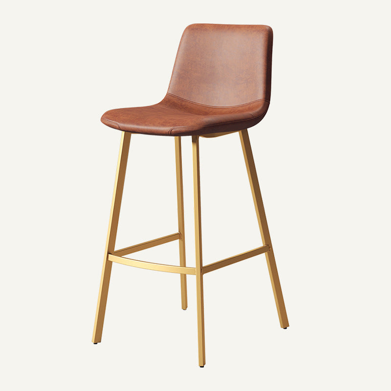 Contemporary Matte Finish PU Leather Barstool Milk Tea Shop Footrest Stool