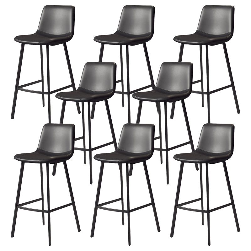 Contemporary Matte Finish PU Leather Barstool Milk Tea Shop Footrest Stool