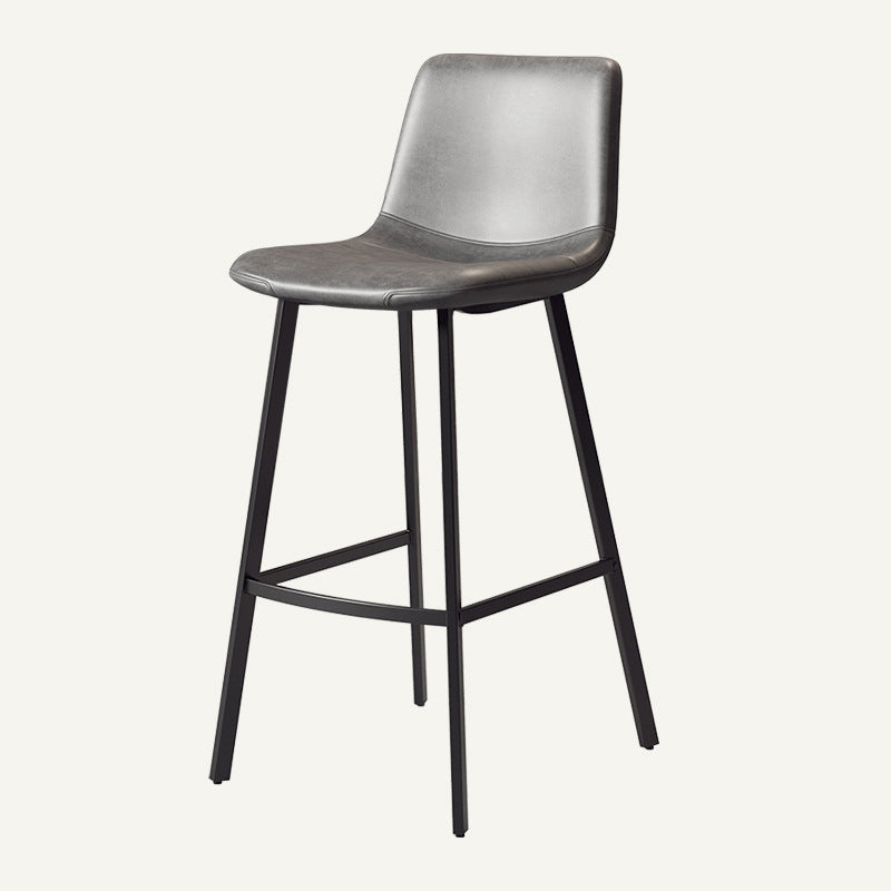 Contemporary Matte Finish PU Leather Barstool Milk Tea Shop Footrest Stool