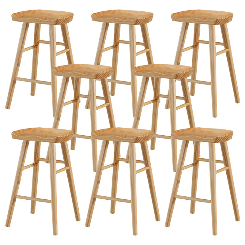Living Room Modern Wood Barstool Wood 4 Legs Bar Stool with Pedal