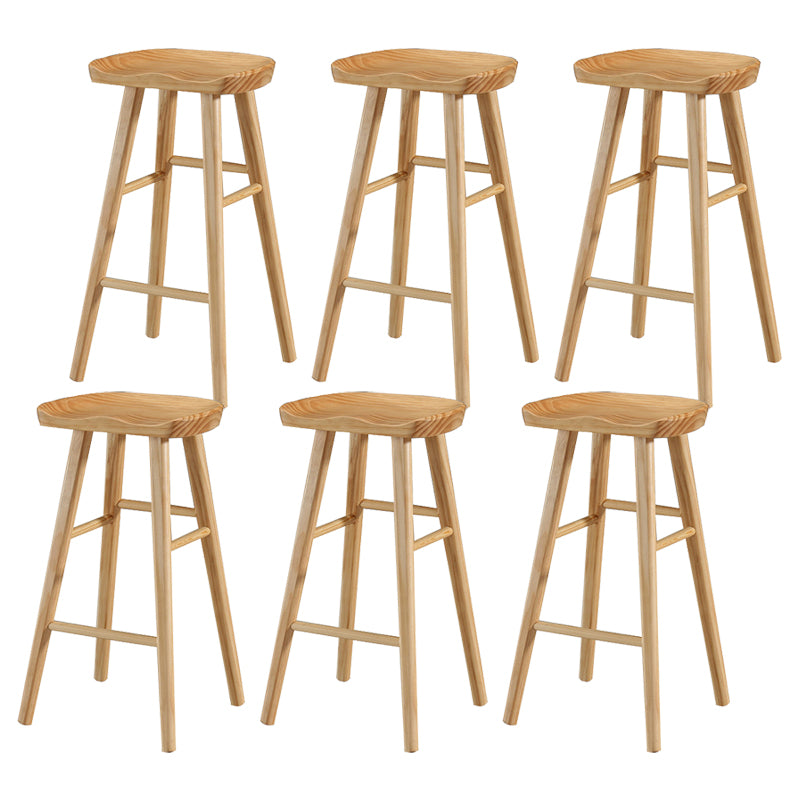 Living Room Modern Wood Barstool Wood 4 Legs Bar Stool with Pedal