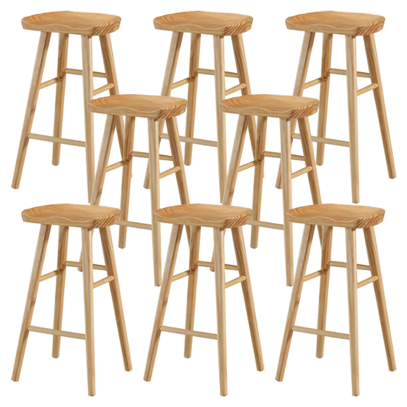 Living Room Modern Wood Barstool Wood 4 Legs Bar Stool with Pedal