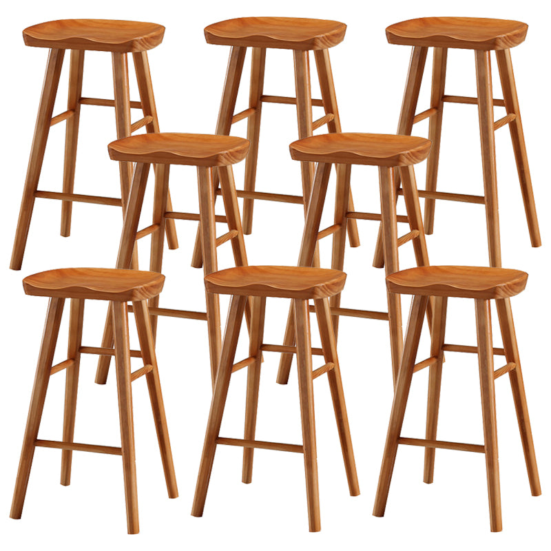 Living Room Modern Wood Barstool Wood 4 Legs Bar Stool with Pedal