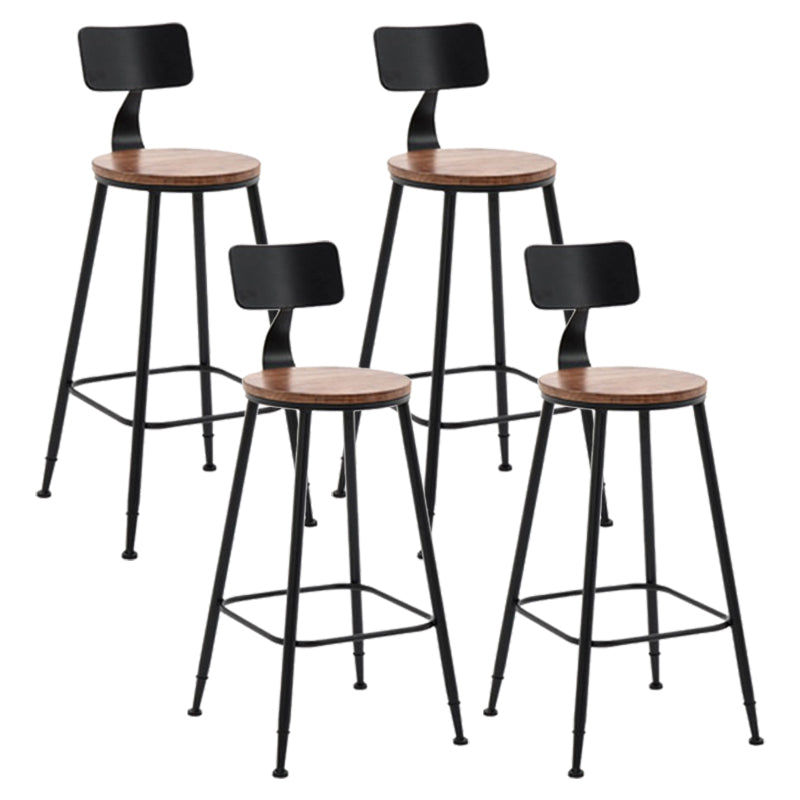 Indoor Industrial Style Barstool Iron 4 Legs Bar Stool with Pedal
