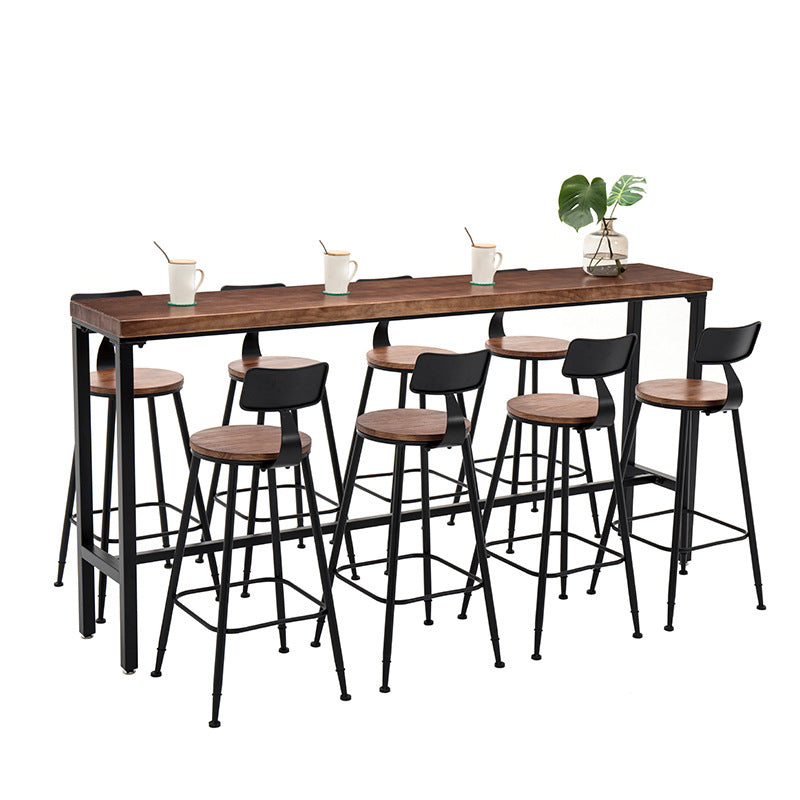 Indoor Industrial Style Barstool Iron 4 Legs Bar Stool with Pedal